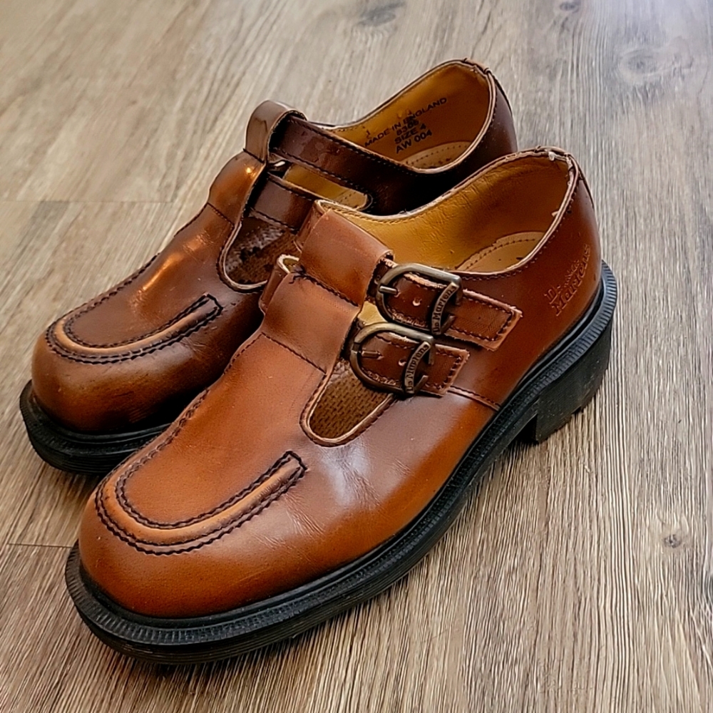 Dr Martens vintage double buckle Mary Jane with stacked heel, US 6 UK 4
